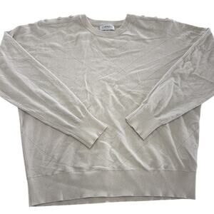 Carmen Marc Valvo Sweater Womens Medium Cream Pullover Lightweight Knit Crewneck